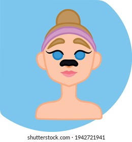 Un parche nasal especial para eliminar las cabezas negras y limpiar la piel. Ilustración del vector