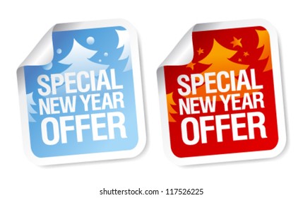 Special New Year Offer Stickers Set.