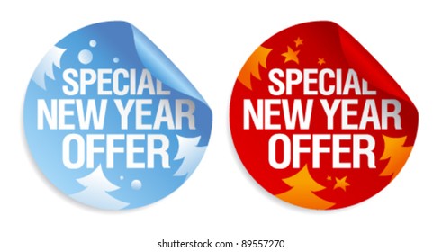 Special New Year Offer Stickers Set.