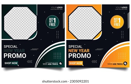 special new year promo for social media post. Modern square banner templates.