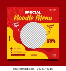 Special noodle menu social media banner post vector template