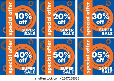 Special Offer, 10%, 20%, 30%, 40%, 50%, 05% - Super Sale. Mega, hiper sale.