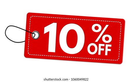 Special offer 10% off label or price tag on white background, vector illustration