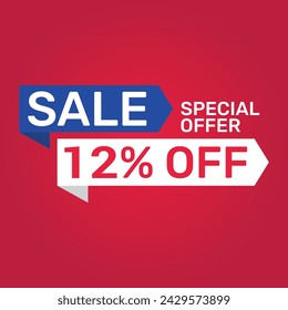 Special offer 12 Percent sale. Banner template design Vector illustration.
