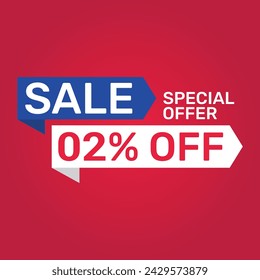 Special offer 2 Percent sale. Banner template design Vector illustration.