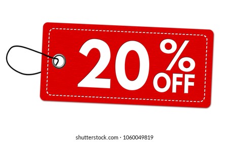 Special offer 20% off label or price tag on white background, vector illustration