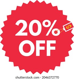 Special offer 20% off label or price tag on white background, twenty percent discount, vector, illustration