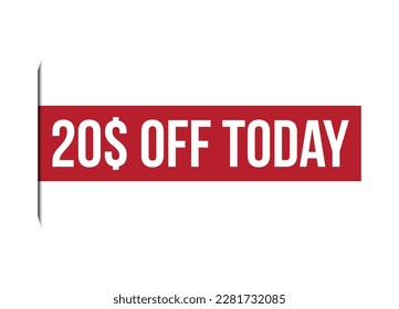 special offer 20$ off today red banner design vector illustration