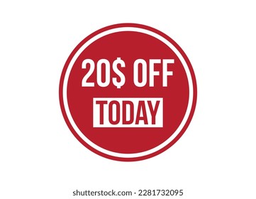 special offer 20$ off today red banner design vector illustration