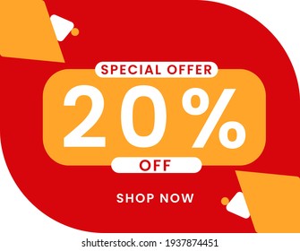 Special offer 20 percent discount banner, Sale and special offer banner. 20% off shop now
