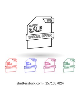 Special offer 30 of discounts multi color icon. Simple thin line, outline vector of sale icons for ui and ux, website or mobile application