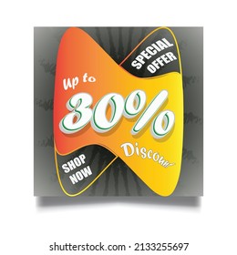 Special offer Up to 30% off banner design vector template.
