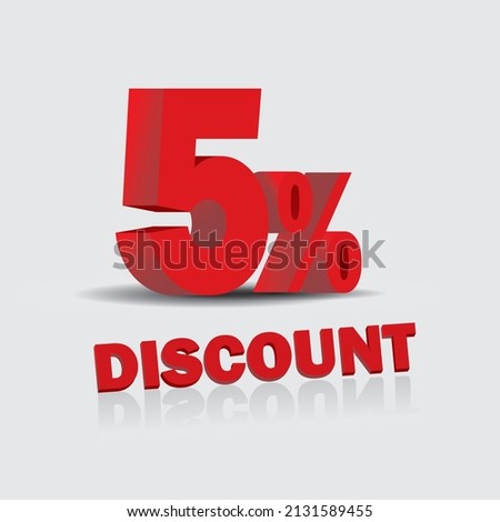 Special offer 3d, discount, Offer, 5% Word On isolated White background 