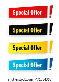 Special offer 3d realistic paper speech bubble / web button collection isolated on white