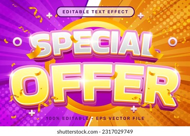 oferta especial efecto de texto 3d y efecto de texto editable	