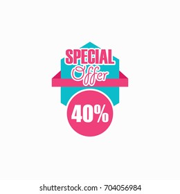 Special Offer 40% Label Logo Vector Template Design