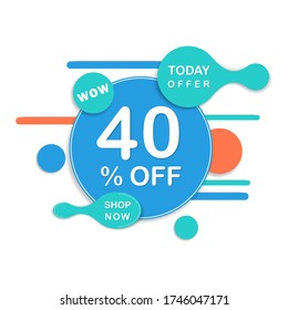 Oferta Especial 40 Off Round Sticker. Banner de venta de vectores
