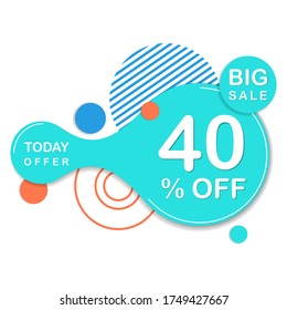 Special Offer 40 Off Round Sticker. Vector sale banner