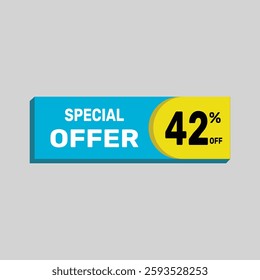 Special offer 42% sale banner. icon Vector illustration discount off on white background