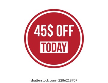 oferta especial 45$ de descuento hoy diseño de banner rojo ilustración vectorial