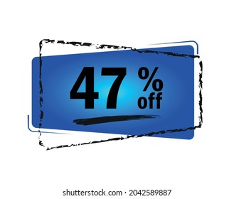 Special offer with 47% discount. Blue promotion tag for big sales