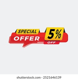 Special offer 5 percent off, Color Sticker. Promotional banner, promo element Marketing announcement. vector illustration.