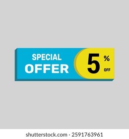 Special offer 5% sale banner. icon Vector illustration discount off on white background