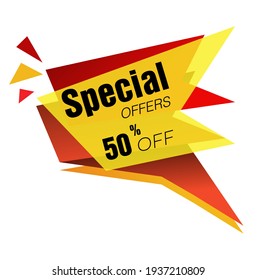 Special Offer 50% 0ff price tag vector format ,red and yellow.