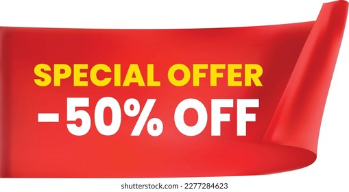 oferta especial etiqueta de descuento del 50%