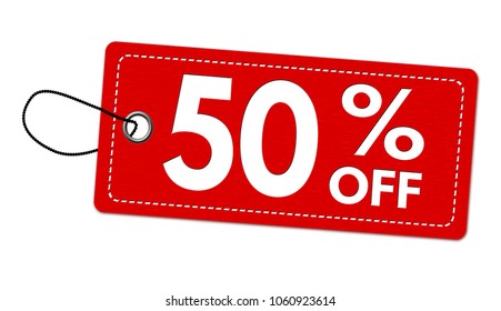 Special offer 50% off label or price tag on white background, vector illustration