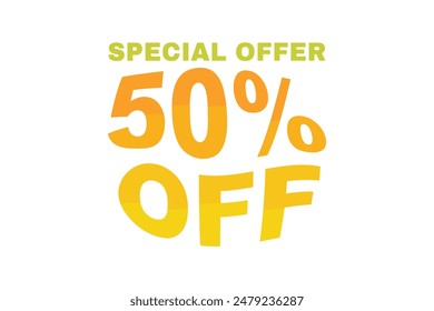 Special Offer 50% Off Mega sale special offer, Summer 50 off sale banner. Sign board promotion. Vector