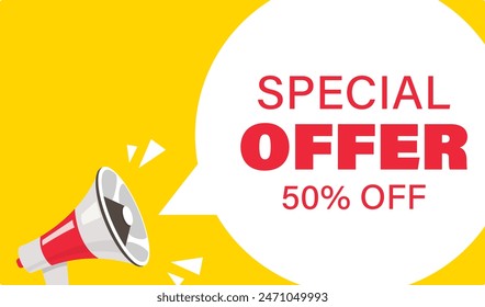 Special Offer 50% Off Message Label stock illustration	
