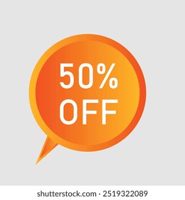 Special Offer, up to 50% off, sale banner design template, discount tag, app icon, vector illustration, orange bubble and yellow color.