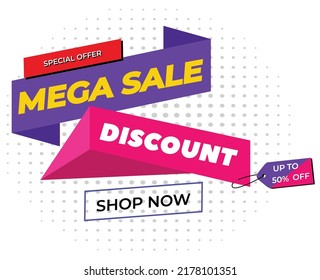 oferta especial banner de descuento de venta masiva al 50%