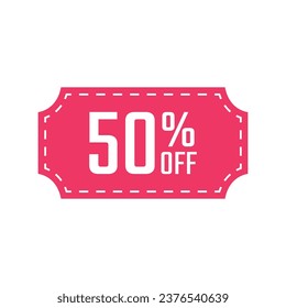 special offer 50 percent, sale coupon icon, 50 percent off discount