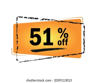 Special offer with 51% discount. Orange promotion tag for big sales