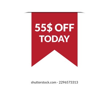 oferta especial de 55$ de descuento hoy en rojo banner diseño ilustración vectorial