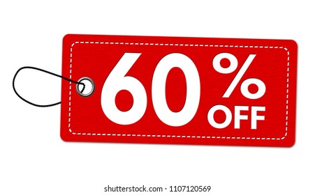 Special offer 60% off label or price tag on white background, vector illustration