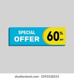 Special offer 60% sale banner. icon Vector illustration discount off on white background
