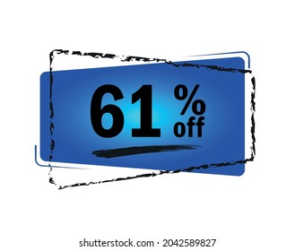 Special offer with 61% discount. Blue promotion tag for big sales