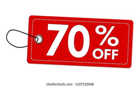 Special offer 70% off label or price tag on white background, vector illustration