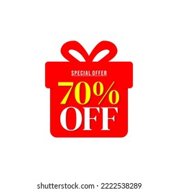 special offer 70 percent off box red color , red tag badge vector eps