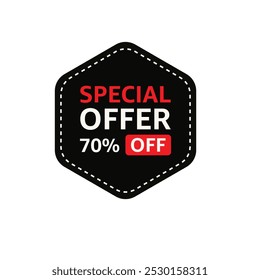 Special Offer 70 percent Off Black Hexagonal Badge with Dotted Lines