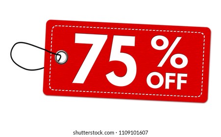Special offer 75% off label or price tag on white background, vector illustration