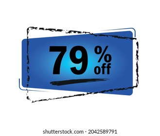 Special offer with 79% discount. Blue promotion tag for big sales