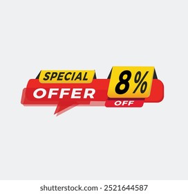 Special offer 8 percent off, Color Sticker. Promotional banner, promo element Marketing announcement. vector illustration.
