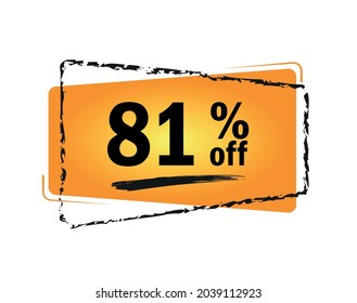 Special offer with 81% discount. Orange promotion tag for big sales