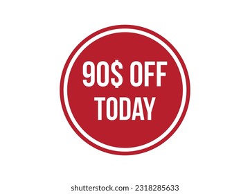 oferta especial 90$ off de hoy ilustración de banner de vector rojo aislado en fondo blanco