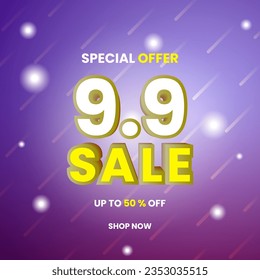 special offer 9.9 Flash Sale. promotion design template. modern, sparkling and colorful concept. used for poster, banner, advertising or ads