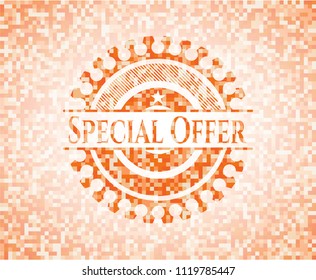 Special Offer abstract orange mosaic emblem